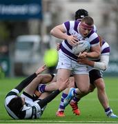 3 March 2015; John Molony, Clongowes Wood College, is tackled by Declan Monaghan, Belvedere College. Bank of Ireland Leinster Schools Senior Cup Semi-Final, Clongowes Wood College v Belvedere College, Donnybrook Stadium, Donnybrook, Dublin. Picture credit: Cody Glenn / SPORTSFILE
