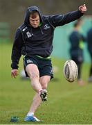 4 March 2015; Connacht's Kieran Marmion practices his place kicking during squad training. The Sportsground, Galway. Picture credit: Diarmuid Greene / SPORTSFILE