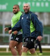 4 March 2015; Connacht's John Muldoon and Rodney Ah You, left, during squad training. The Sportsground, Galway. Picture credit: Diarmuid Greene / SPORTSFILE