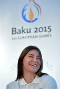 4 March 2015; The Olympic Council of Ireland is marking the '100 Days to go' milestone to the opening ceremony tof the historic first ever European Games taking place oin Baku in Azerbaijan from June 12th to 28th this year. Over 6,000 athletes from the 50 National Olympic Committees of Europe will compete in 20 sports over 17 consecutive days at Baku 2015. The inaugural Games will consist of 16 Olympic Sports and 4 non-olympic sports. Pictured at the announcement is Katie Taylor, Boxing. Morrison Hotel, Dublin. Picture credit: Brendan Moran / SPORTSFILE