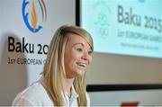 4 March 2015; The Olympic Council of Ireland is marking the '100 Days to go' milestone to the opening ceremony tof the historic first ever European Games taking place oin Baku in Azerbaijan from June 12th to 28th this year. Over 6,000 athletes from the 50 National Olympic Committees of Europe will compete in 20 sports over 17 consecutive days at Baku 2015. The inaugural Games will consist of 16 Olympic Sports and 4 non-olympic sports. Pictured at the announcement is Aisling Sullivan, Basketball. Morrison Hotel, Dublin. Picture credit: Brendan Moran / SPORTSFILE