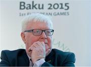 4 March 2015; The Olympic Council of Ireland is marking the '100 Days to go' milestone to the opening ceremony tof the historic first ever European Games taking place oin Baku in Azerbaijan from June 12th to 28th this year. Over 6,000 athletes from the 50 National Olympic Committees of Europe will compete in 20 sports over 17 consecutive days at Baku 2015. The inaugural Games will consist of 16 Olympic Sports and 4 non-olympic sports. Pictured at the announcement is Dermot Henihan, Chef De Mission, Team Ireland Baku 2015. Morrison Hotel, Dublin. Picture credit: Brendan Moran / SPORTSFILE