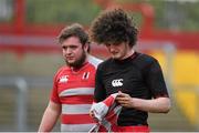 4 March 2015; Glenstal Abbey's Neilus Mulvihill and Joe Hartnett, left, react after defeat to Rockwell College. SEAT Munster Schools Senior Cup Semi-Final, Glenstal Abbey v Rockwell College. Thomond Park, Limerick. Picture credit: Diarmuid Greene / SPORTSFILE