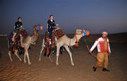28 January 2008; Emer Flaherty, left, Galway and Lorraine Muckian, Laois, try out some camel rides during a Safari Trip. O'Neills/TG4 Ladies Gaelic Football All Star Tour 2007, Dubai, United Arab Emirates. Picture credit: Brendan Moran / SPORTSFILE  *** Local Caption ***