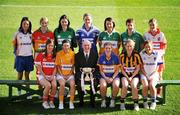 4 February 2008; Niall O'Gorman, General Manager, Suzuki Ireland, with players from Division Three, back, from left, Deirdre O'Riordan, Wicklow, Jenny O'Neill, Carlow, Shauna Keogh, London, Ailish Cornyn, Cavan, Oonagh Mulligan, Offaly, Catherine Murphy, Limerick, and Shauna McCallon, Derry, with front, from left, Grace Lynch, Louth, Sharon Courtney, Antrim, Maris Condon, Roscommon, Andrea Murphy, Kilkenny and Lydia Phelan, Waterford, at the launch of the 2008 Suzuki Ladies' National Football League. Croke Park, Dublin. Picture credit: Brendan Moran / SPORTSFILE