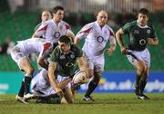 1 February 2008; Ryan Caldwell, Ireland A, is tackled by Lee Dickson, left and Tom Palmer, England Saxons. England Saxons v Ireland A, Welford Road, Leicester, England. Picture credit; Stephen McCarthy / SPORTSFILE