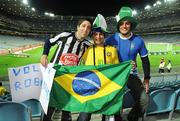 6 February 2008; Brazil supporters, from left, Bruno Cipolla, Rodrigo Meto, and Vitor Costa, from Sao Paolo, before the game. International Friendly, Republic of Ireland v Brazil, Croke Park, Dublin. Picture credit; Pat Murphy / SPORTSFILE