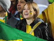 6 February 2008; Brazil fan Gabriella Assis during the game. International Friendly, Republic of Ireland v Brazil, Croke Park, Dublin. Picture credit; Matt Browne / SPORTSFILE