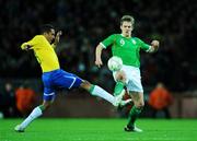 6 February 2008; Kevin Doyle, Republic of Ireland, in action against Silva Gilberto, Brazil. International Friendly, Republic of Ireland v Brazil, Croke Park, Dublin. Picture credit; David Maher / SPORTSFILE