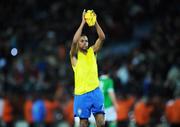 6 February 2008; Winning goalscorer Robson Souza, Brazil, waves to the Brazilian supporters at the end of the game. International Friendly, Republic of Ireland v Brazil, Croke Park, Dublin. Picture credit; David Maher / SPORTSFILE