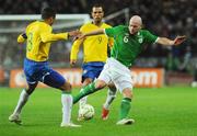 6 February 2008; Lee Carsley, Republic of Ireland, in action against Gilberto Silva, Brazil. International Friendly, Republic of Ireland v Brazil, Croke Park, Dublin. Picture credit; Matt Browne / SPORTSFILE