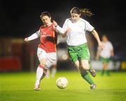 7 February 2008; Kate Taylor, Republic of Ireland, in action against Karen Carney, Arsenal. International Friendly, Republic of Ireland v Arsenal, Dalymount Park, Dublin. Picture credit; Stephen McCarthy / SPORTSFILE