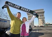 8 February 2008; Irish rugby fans John Mahony, from Dublin, and Edel McCarra, from Newcastle, Co. Tipperary, at the Arc De Triomphe in Paris ahead of Ireland's RBS Six Nations game against France. Paris, France. Picture credit: Brendan Moran / SPORTSFILE *** Local Caption ***