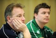 8 February 2008; Ireland head coach Eddie O'Sullivan, left, and captain Brian O'Driscoll during a press conference ahead of their RBS Six Nations game against France. Ireland rugby squad press conference. Hilton Arc de Triomphe, Paris, France. Picture credit; Brendan Moran / SPORTSFILE *** Local Caption ***