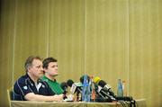 8 February 2008; Ireland head coach Eddie O'Sullivan, left, and captain Brian O'Driscoll during a press conference ahead of their RBS Six Nations game against France. Ireland rugby squad press conference. Hilton Arc de Triomphe, Paris, France. Picture credit; Brendan Moran / SPORTSFILE