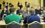 8 February 2008; Ireland captain Brian O'Driscoll, left, and head coach Eddie O'Sullivan during a press conference ahead of their RBS Six Nations game against France. Ireland rugby squad press conference. Hilton Arc de Triomphe, Paris, France. Picture credit; Brendan Moran / SPORTSFILE *** Local Caption ***
