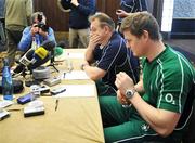 8 February 2008; Ireland head coach Eddie O'Sullivan, centre, and captain Brian O'Driscoll during a press conference ahead of their RBS Six Nations game against France. Ireland rugby squad press conference. Hilton Arc de Triomphe, Paris, France. Picture credit; Brendan Moran / SPORTSFILE *** Local Caption ***