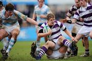 8 February 2008; Ciaran Wade, Clongowes Wood College, is tackled by Jordi Murphy and Michael Cawley, left, Blackrock College. Leinster Schools Senior Cup, Blackrock College v Clongowes Wood College, Donnybrook, Dublin. Picture credit; Caroline Quinn / SPORTSFILE