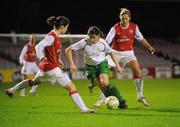 7 February 2008; Kate Taylor, Republic of Ireland, in action against Karen Carney and Jayne Ludlow, right, Arsenal. International Friendly, Republic of Ireland v Arsenal, Dalymount Park, Dublin. Picture credit; Stephen McCarthy / SPORTSFILE