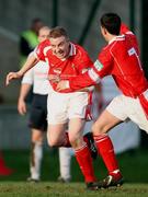 9 February 2008; David Mc Alinden, Cliftonville, celebrates with team-mate Stephen O Neil, right, after scoring a goal. JJB Sports Irish Cup Sixth Round, Cliftonville v Crusaders, Solitude, Belfast, Co. Antrim. Picture credit; Peter Morrison / SPORTSFILE