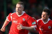 9 February 2008; David Mc Alinden, Cliftonville, celebrates with Stephen O Neil, right, after scoring a goal. JJB Sports Irish Cup Sixth Round, Cliftonville v Crusaders, Solitude, Belfast, Co. Antrim. Picture credit; Peter Morrison / SPORTSFILE