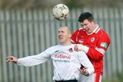 9 February 2008; Sean Cleary, Cliftonville, in action against Darren Lockhart, Crusaders. JJB Sports Irish Cup Sixth Round, Cliftonville v Crusaders, Solitude, Belfast, Co. Antrim. Picture credit; Peter Morrison / SPORTSFILE