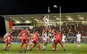 27 February 2015; Dan Tuohy, Ulster, takes the ball in the lineout. Guinness PRO12 Round 16, Ulster v Scarlets. Kingspan Stadium, Ravenhill Park, Belfast. Picture credit: Oliver McVeigh / SPORTSFILE