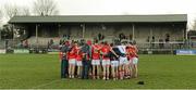 1 March 2015; The Cork post match huddle. Allianz Football League, Division 1, Round 3, Donegal v Cork. Fr Tierney Park, Ballyshannon, Co. Donegal. Picture credit: Oliver McVeigh / SPORTSFILE