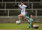 5 March 2015; Mark Sherry, Kildare, in action against Jamie Colgan, Offaly. EirGrid Leinster U21 Football Championship, Quarter-Final, Offaly v Kildare. O'Moore Park, Portlaoise, Co. Laois. Picture credit: Matt Browne / SPORTSFILE