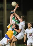 5 March 2015; Declan Byrne and Peter Cunningham, Offaly, in action against David Fitzpatrick, Kildare. EirGrid Leinster U21 Football Championship, Quarter-Final, Offaly v Kildare. O'Moore Park, Portlaoise, Co. Laois. Picture credit: Matt Browne / SPORTSFILE
