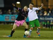 6 March 2015; Aaron Brilly, Cabinteely FC, in action against Philip Drohan, Wexford Youths. Airtricity League, First Division, Cabinteely FC v Wexford Youths. Blackrock College, Stradbrook Road, Dublin. Picture credit: Ramsey Cardy / SPORTSFILE