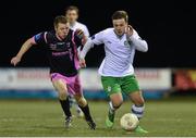 6 March 2015; Jamie McGlynn, Cabinteely FC, in action against John Bonner, Wexford Youths. Airtricity League, First Division, Cabinteely FC v Wexford Youths. Blackrock College, Stradbrook Road, Dublin. Picture credit: Ramsey Cardy / SPORTSFILE