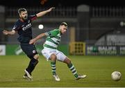6 March 2015; Pat Cregg, Shamrock Rovers, in action against Greg Bolger, St Patrick’s Athletic. SSE Airtricity League, Premier Division, Shamrock Rovers v St Patrick’s Athletic. Tallaght Stadium, Tallaght, Co. Dublin. Picture credit: David Maher / SPORTSFILE