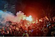 6 March 2015; A flare is let off in the stands during the game. Airtricity League, First Division, Cabinteely FC v Wexford Youths. Blackrock College, Stradbrook Road, Dublin. Picture credit: Ramsey Cardy / SPORTSFILE