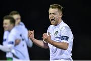6 March 2015; Cabinteely FC's Aaron Brilly celebrates after his side's victory. Airtricity League, First Division, Cabinteely FC v Wexford Youths. Blackrock College, Stradbrook Road, Dublin. Picture credit: Ramsey Cardy / SPORTSFILE