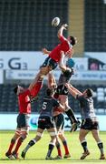 7 March 2015; Munster's Donncha O'Callaghan wins possession of the ball from a lineout. Guinness PRO12, Round 17, Ospreys v Munster, Liberty Stadium, Swansea, Wales. Picture credit: Steve Pope / SPORTSFILE