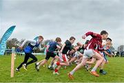 7 March 2015; The Junior Boy's race gets underway at the GloHealth All Ireland Schools Cross Country Championships. Clongowes Wood College, Co. Kildare. Picture credit: Ramsey Cardy / SPORTSFILE