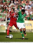 31 May 2016; Cyrus Christie of Republic of Ireland in action against Ihar Stasevich of Belarus during the EURO2016 Warm-up International between Republic of Ireland and Belarus in Turners Cross, Cork. Photo by Brendan Moran/Sportsfile