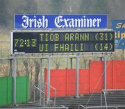 10 February 2008; The scorebaord after the game showing Tipperary's 17 point victory over Offaly. Allianz National Hurling League, Division 1B, Round 1, Tipperary v Offaly, Semple Stadium, Thurles, Co. Tipperary. Picture credit; Stephen McCarthy / SPORTSFILE