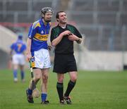 10 February 2008; Eamonn Buckley, Tipperary, shares a joke with referee James Owen, Wexford. Allianz National Hurling League, Division 1B, Round 1, Tipperary v Offaly, Semple Stadium, Thurles, Co. Tipperary. Picture credit; Stephen McCarthy / SPORTSFILE