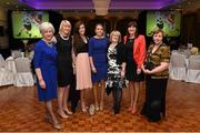 7 March 2015; Pictured at the official dinner of the GAA Ladies Football Annual Congress 2015 are, from left to right, Betty Moore, Catherine Carrig, Anna Moore, Tara Farrell, Mary Doyle, Marie Farrell, and Margaret O'Shea, all from Co. Laois. The Inn at Dromoland, Dromoland, Newmarket On Fergus, Co. Clare. Picture credit: Diarmuid Greene / SPORTSFILE