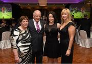 7 March 2015; Pictured at the official dinner of the GAA Ladies Football Annual Congress 2015 are, Liz Quill, Pat Quill, LGFA President, Leona Tector, and Helen O'Rourke, LGFA CEO. The Inn at Dromoland, Dromoland, Newmarket On Fergus, Co. Clare. Picture credit: Diarmuid Greene / SPORTSFILE