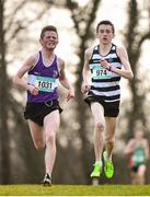 7 March 2015; Jack O'Leary, Clongowes Wood College, left, and Peter Lynch, St Kieran's College, Kilkenny, during the Senior Boy's race at the GloHealth All Ireland Schools Cross Country Championships. Clongowes Wood College, Co. Kildare. Picture credit: Ramsey Cardy / SPORTSFILE
