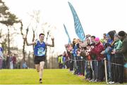 7 March 2015; Kevin Mulcaire, St Flannan's, Ennis, celebrates winning the Senior Boy's event at the GloHealth All Ireland Schools Cross Country Championships. Clongowes Wood College, Co. Kildare. Picture credit: Ramsey Cardy / SPORTSFILE