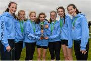 7 March 2015; The Mount Anville team after winning the Junior Girl's race at the GloHealth All Ireland Schools Cross Country Championships. Clongowes Wood College, Co. Kildare. Picture credit: Ramsey Cardy / SPORTSFILE