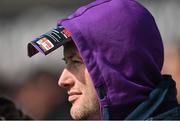 8 March 2015; A spectator places a match progamme as a sunshade during the game between  Wexford and Limerick. Allianz Hurling League, Division 1A, Round 3, Wexford v Limerick, Wexford Park, Wexford. Picture credit: David Maher / SPORTSFILE