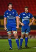 7 March 2015; Kane Douglas, left, and Dominic Ryan, Leinster. Guinness PRO12, Round 17, Scarlets v Leinster. Parc Y Scarlets, Llanelli, Wales. Picture credit: Stephen McCarthy / SPORTSFILE