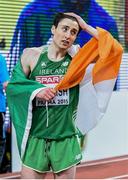 8 March 2015; Ireland's Mark English celebrates after his Men's 800m Final event, where he finished in second position with a time of 1:47.20. European Indoor Athletics Championships 2015, Day 4, Prague, Czech Republic. Picture credit: Pat Murphy / SPORTSFILE