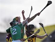 8 March 2015; Liam Og McGovern, right, and Conor McDonald, Wexford, in action against Stephen Walsh and Dan Morrissey, Limerick. Allianz Hurling League, Division 1A, Round 3, Wexford v Limerick, Wexford Park, Wexford. Picture credit: David Maher / SPORTSFILE