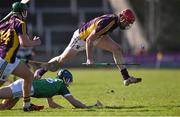 8 March 2015; Daithi Waters, Wexford, in action against Conor Allis, Limerick. Allianz Hurling League, Division 1A, Round 3, Wexford v Limerick, Wexford Park, Wexford. Picture credit: David Maher / SPORTSFILE